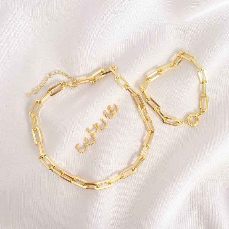 Choker Cartier Grossa + Pulseira Cartier Grossa Com 53% OFF + 6 Argolinhas Grátis Joias  Banhadas a ouro 18k..